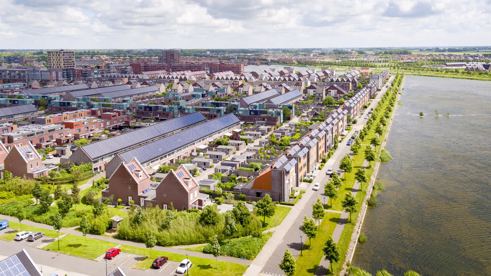 Drone beeld van een woonwijk